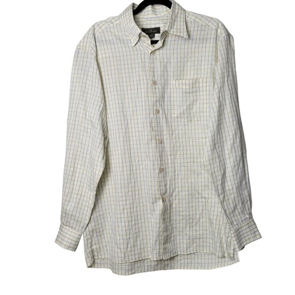 Ermenegildo Zegna Button Down Shirt Mens L Collared Long Sleeve Plaid Casual - Picture 1 of 16